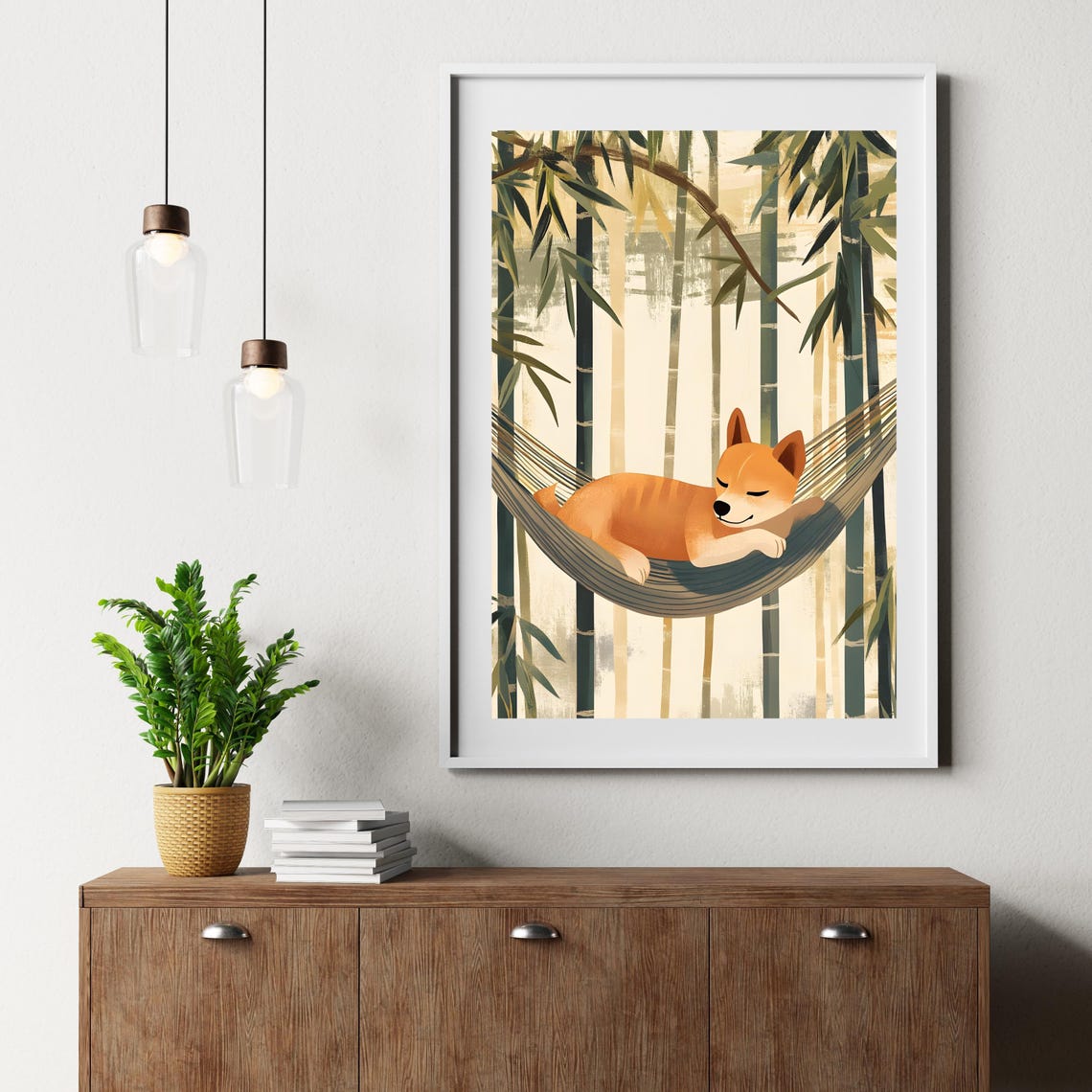 Peaceful Shiba Inu Napping in a Hammock in the Bamboo Forest Poster - Image 6