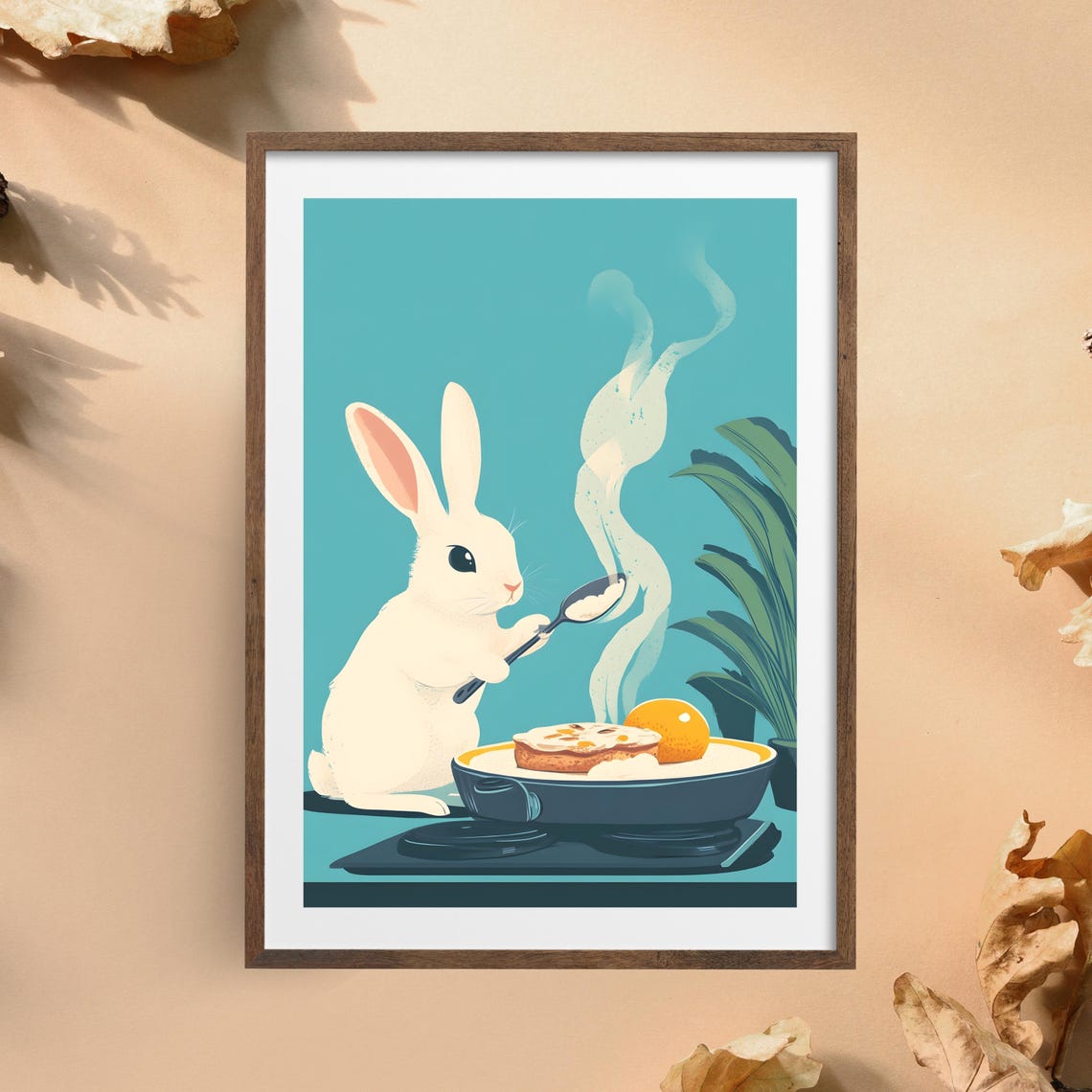 Bunny Cooking Fried Egg Breakfast Cute Rabbit Kitchen Art Poster - Image 6