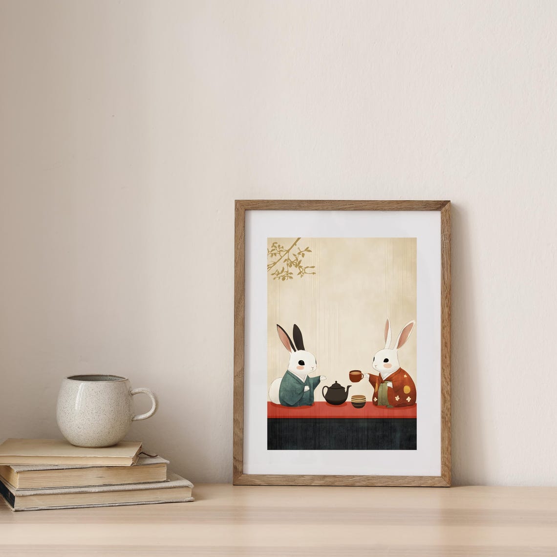Two Rabbits In Kimono Sharing Tea Japanese Style Cute Animal Poster - Image 7
