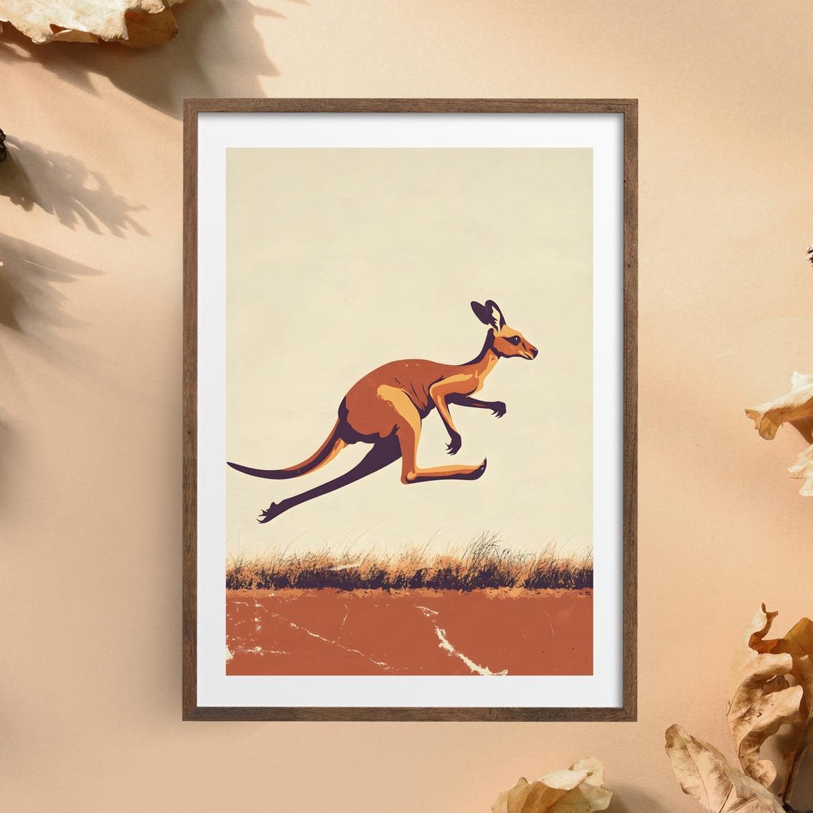Leaping Kangaroo Red Desert Vintage Australia Wildlife Poster - Image 5