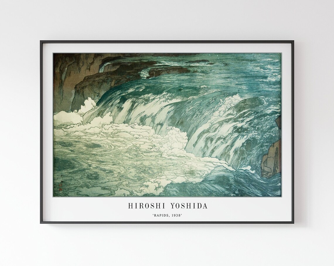 Hiroshi Yoshida Rapids 1938 Japanese Woodblock Waterfall Art Poster
