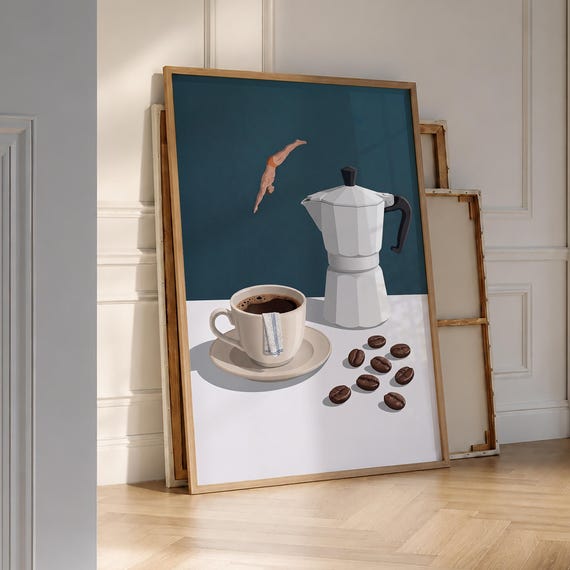 Coffee Lover Print Diver Poster Good Morning Espresso Wall Art Trendy Kitchen Digital File