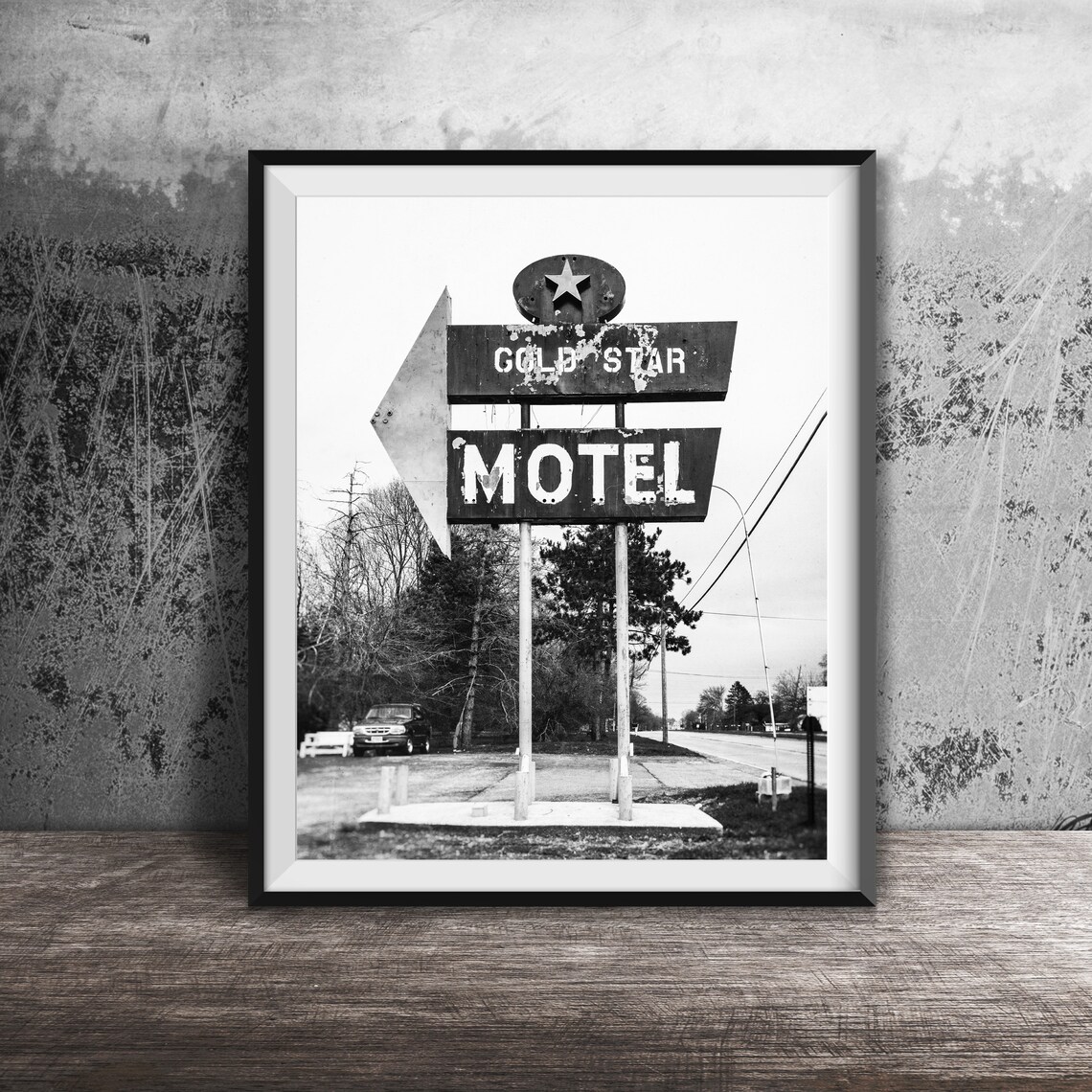 Gold Star Motel Vintage Roadside Star Arrow Sign Photography Poster - Image 2