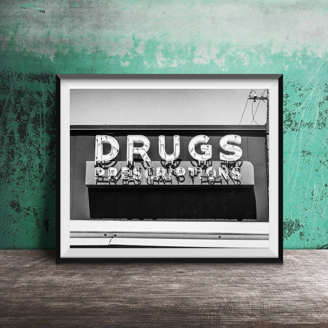 Neon Pharmacy Sign Bathroom Decor Art Print - Image 2