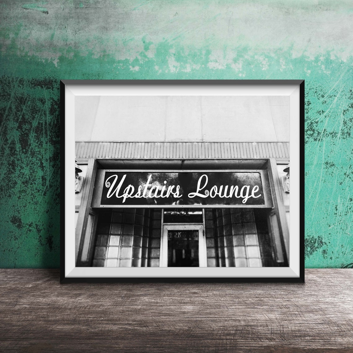 Upstairs Lounge Glowing Blue Script Neon Sign Chicago Bar Poster - Image 2