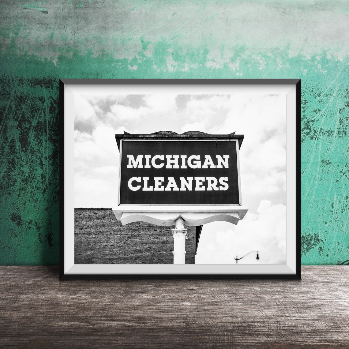 Michigan Cleaners Retro Blue Pole Sign Vintage Photography Poster - Image 2