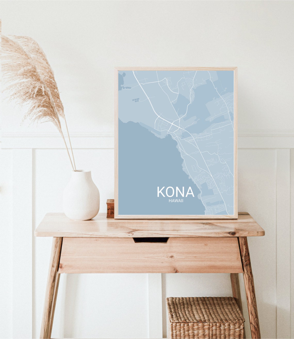 Kona Hawaii Street Map Ocean Blue Minimalist Cartography Art Poster - Image 2
