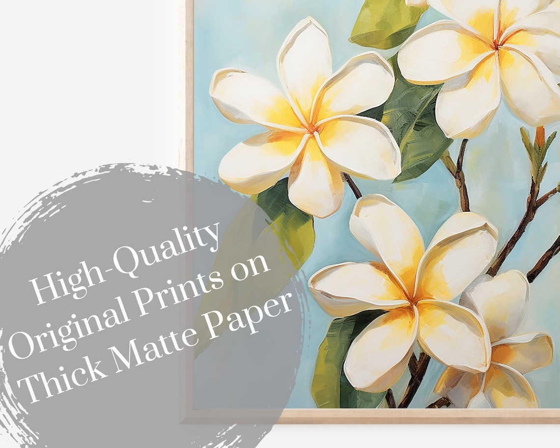 Hawaiian Plumeria Tropical Floral Wall Art Print - Image 4