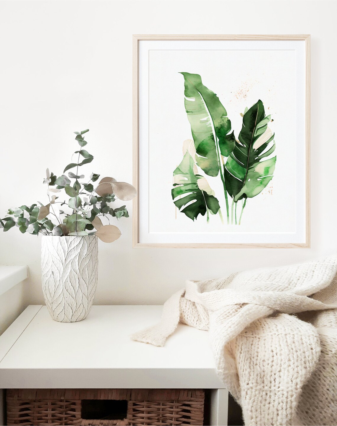 Banana Leaf Watercolor Tropical Art Print, Boho Style - Image 2