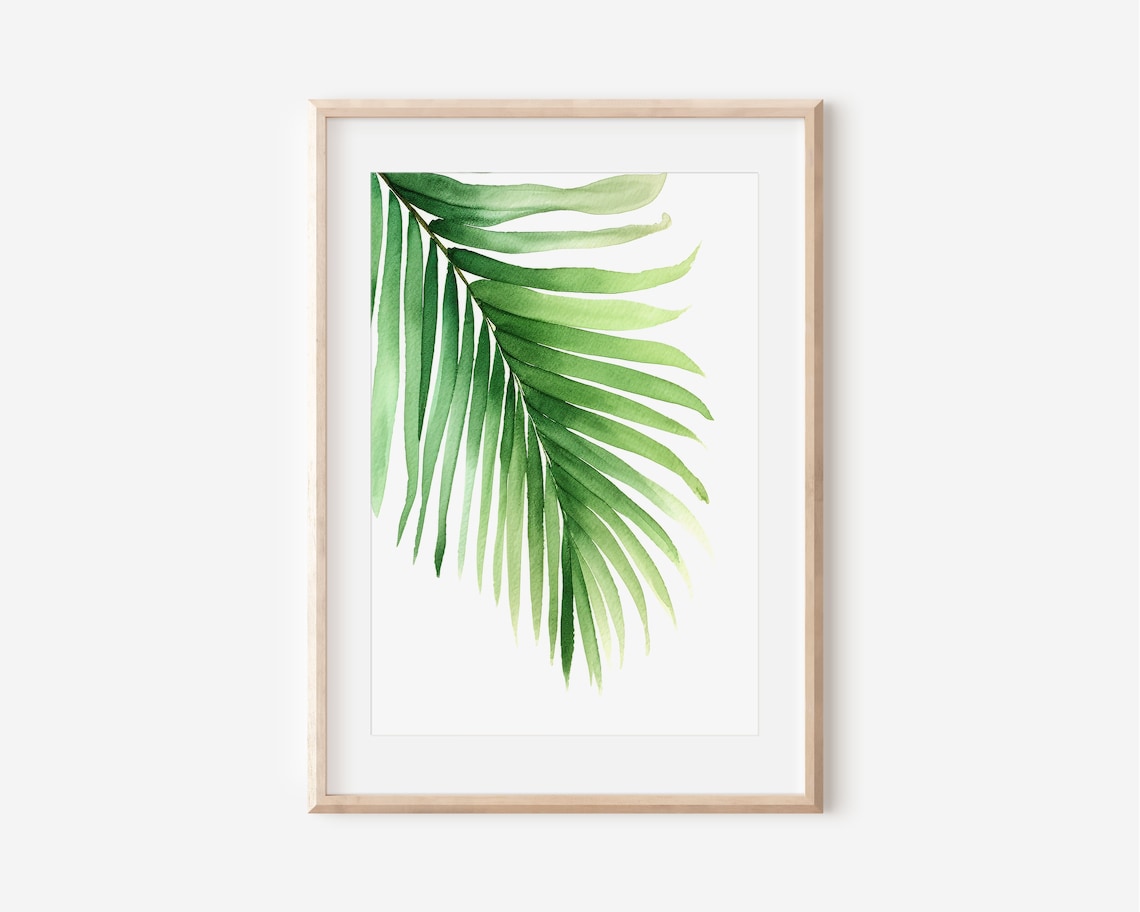 Watercolor Palm Frond Art Print, Bohemian Tropical