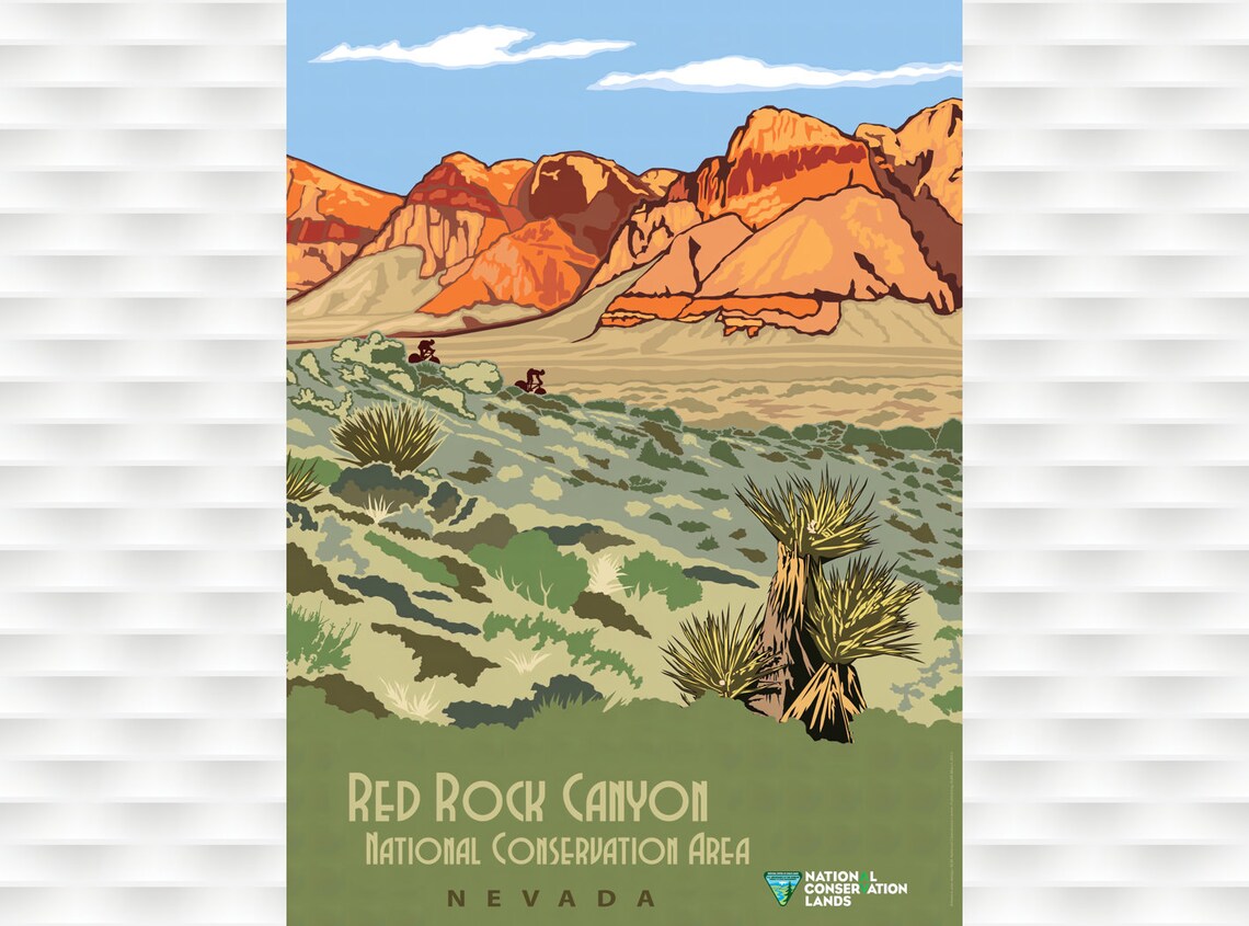 Red Rock Canyon Retro Travel Poster