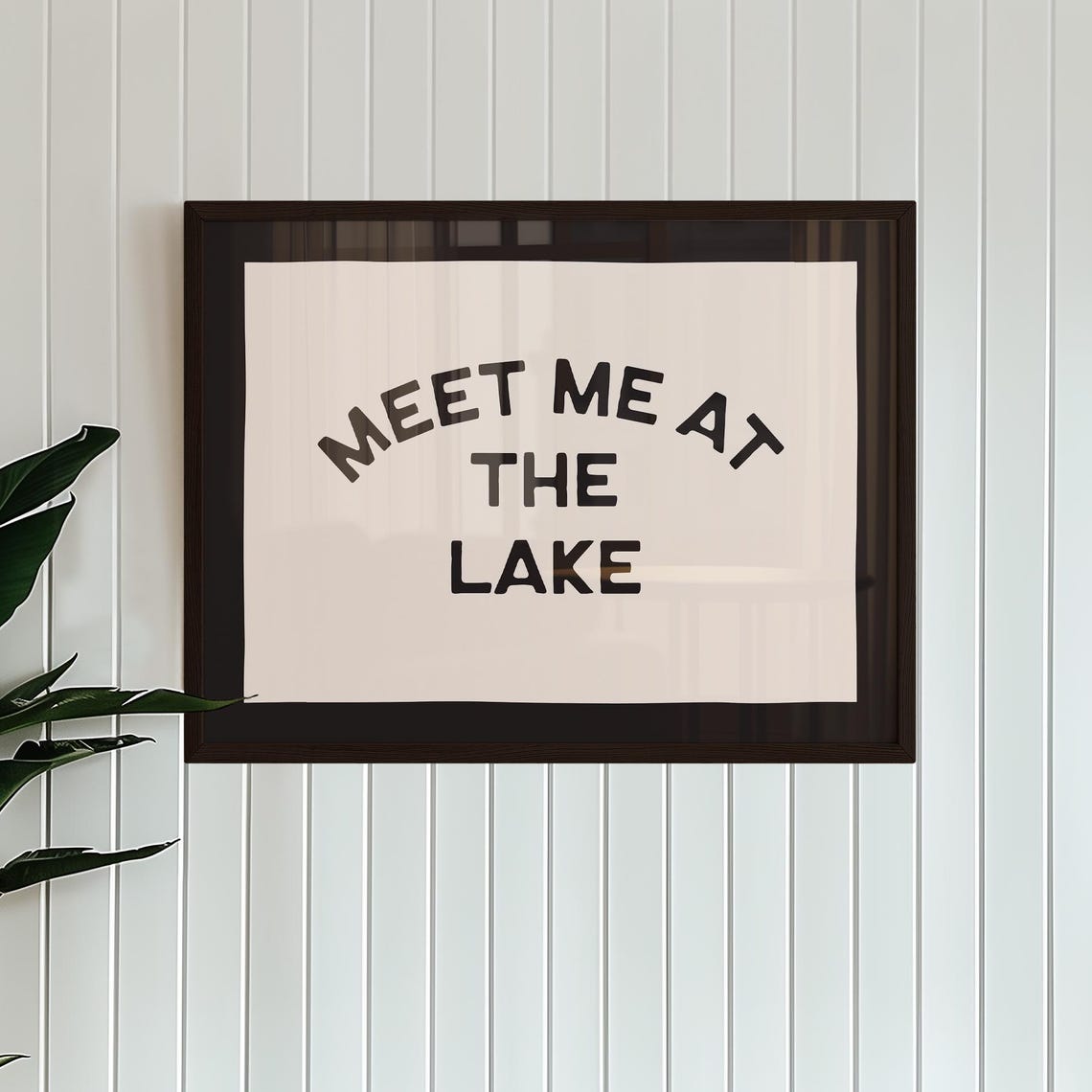 Meet Me at the Lake Retro Arched Cabin Hand Lettered Quote Poster