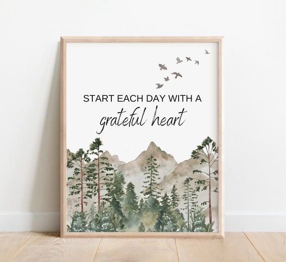 Start Each Day With A Grateful Heart Inspirational Quote Poster