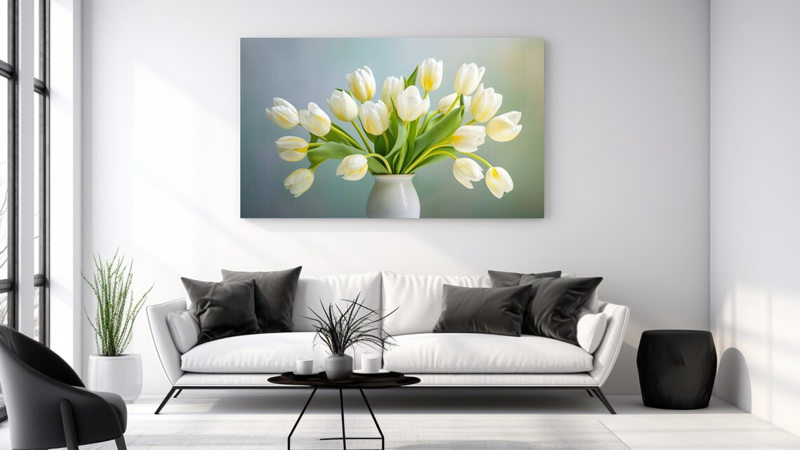 Tulips in Vase, Floral Botanical Wall Art Print