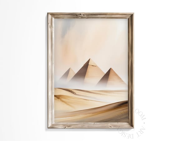 Egyptian Pyramids In Soft Desert Mist Minimalist Watercolor Poster