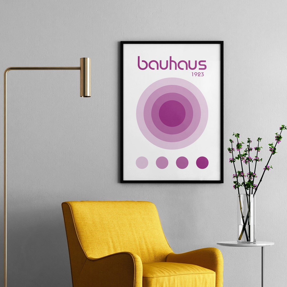 Bauhaus 1923 Purple Concentric Circles Minimalist Art Poster - Image 3
