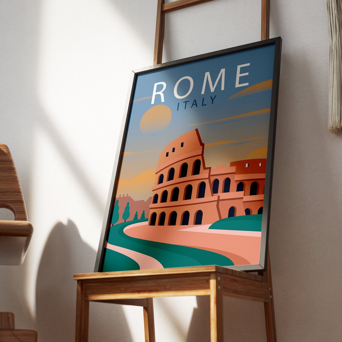 Rome Italy Sunset Travel Poster Featuring the Colosseum Ruins - Image 3