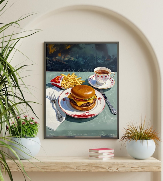 Cheeseburger Fries And Coffee Diner Table California Style Poster