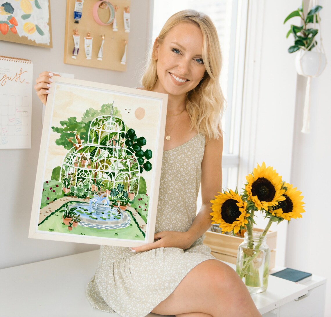 Greenhouse Garden Watercolor Botanical Art Print - Image 2