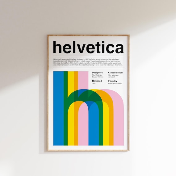 Helvetica Typeface Poster, Typographic Art Print