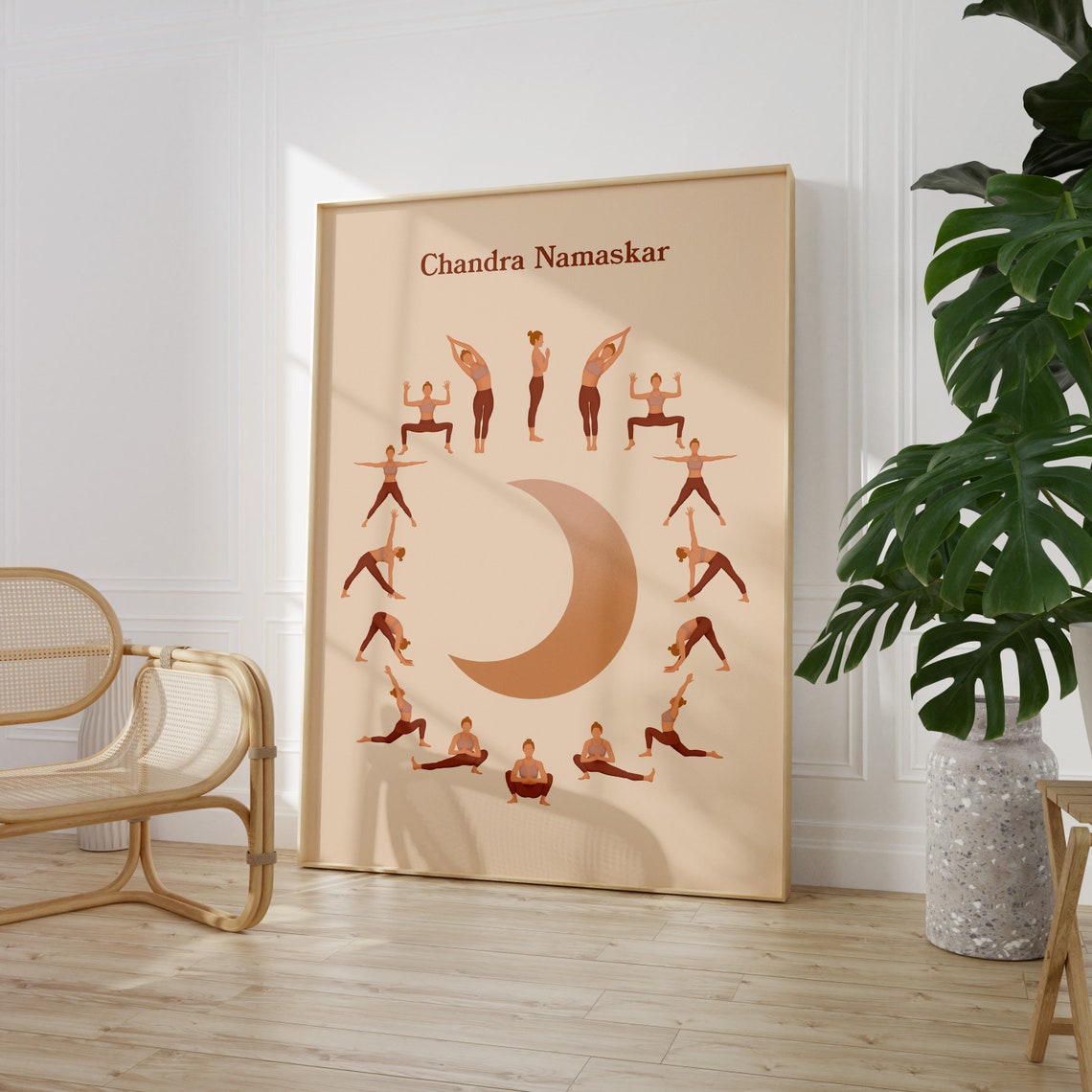Chandra Namaskar Moon Salutation Yoga Poses Chart Minimalist Poster - Image 6