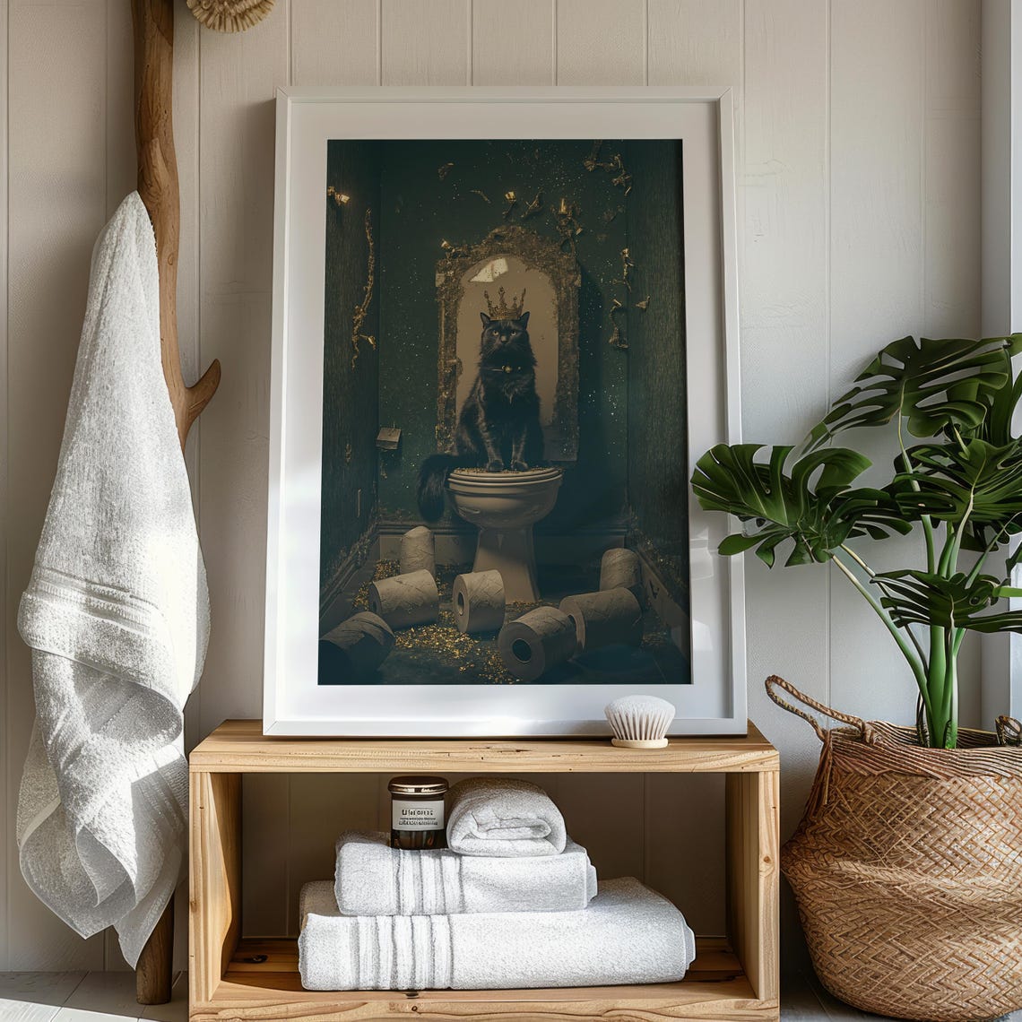 Royal Cat Art Print Funny Gothic Bathroom Decor Whimsical Toilet Wall - Image 2