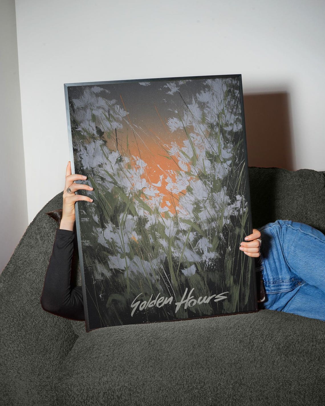 Golden Hours Meadow Sunset Warm Abstract Brushstroke Art Poster