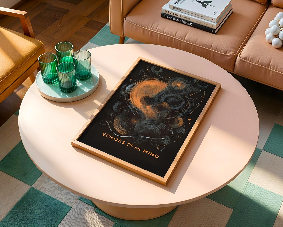 Echoes of the Mind Abstract Gold Swirl Psychology Surreal Poster - Image 4