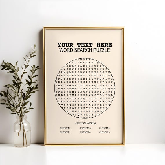 Custom Word Search Puzzle Print Customized Game Personalized Posterunique Dcor For Enthusiasts