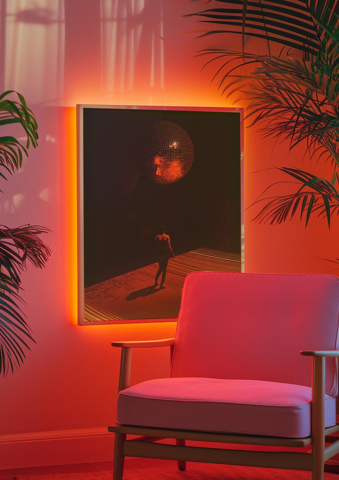 Disco Ball Moon Lonely Walker Surreal Night Desert Vibe Poster - Image 4