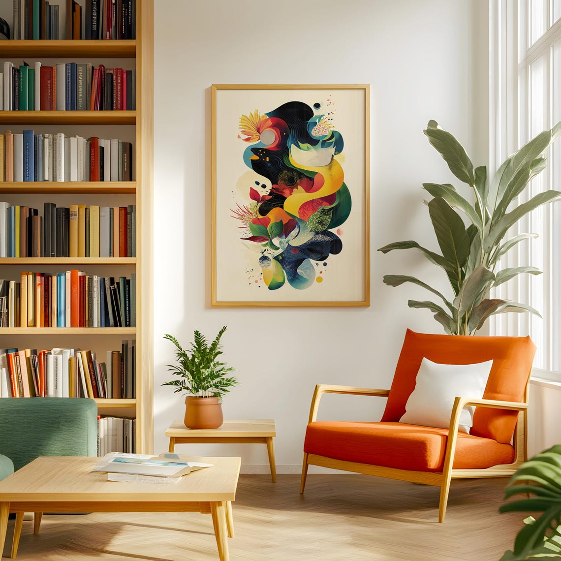Vibrant Organic Abstract Art Print Colorful Blob Modern Painting - Image 4