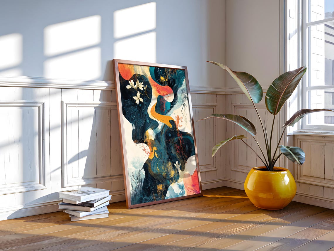White Orchid Abstract Floral Dark Romantic Surreal Botanical Poster - Image 2