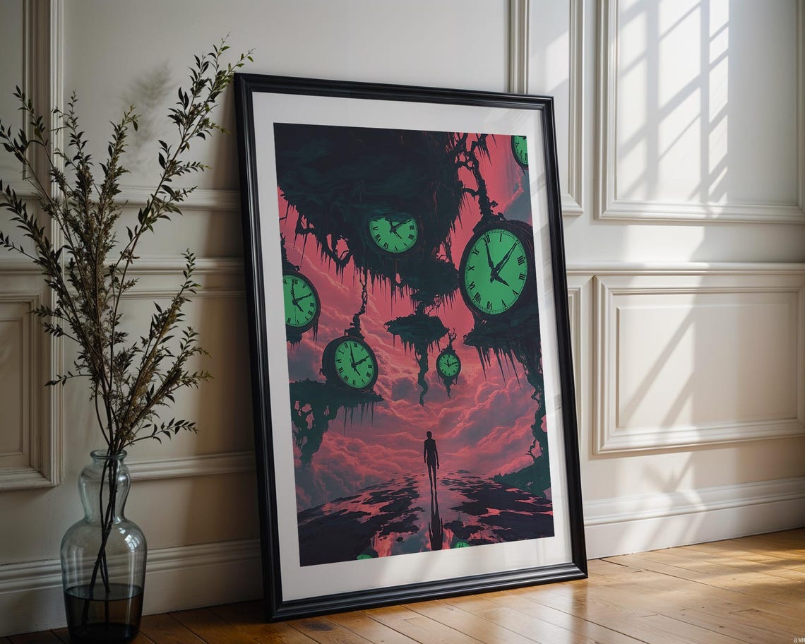 Surreal Melting Clocks Floating Islands Dreamlike Time Art Poster - Image 5