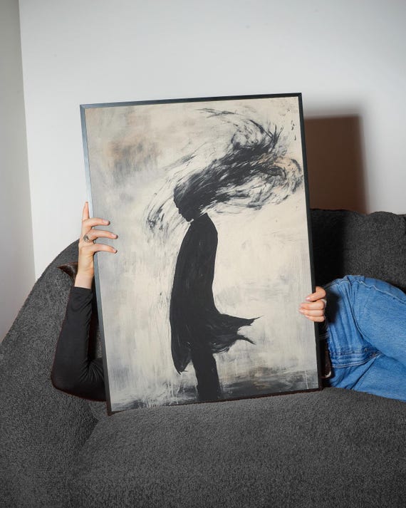 Silhouette Art Print Minimalist Black White Wall Poster