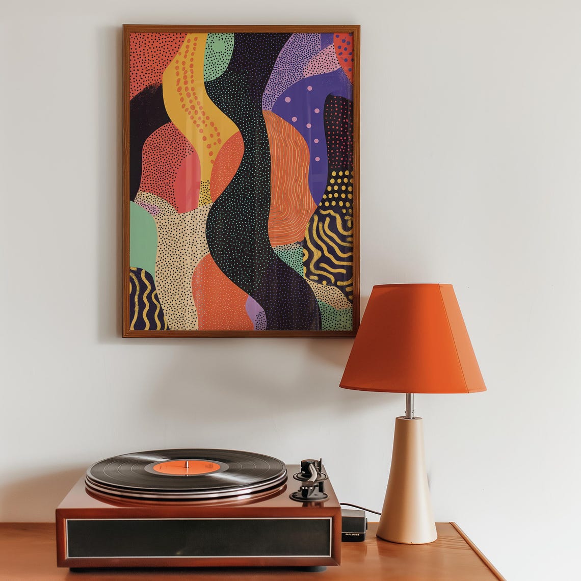 Colorful Abstract Organic Shapes Modern Dot Pattern Wall Art - Image 3