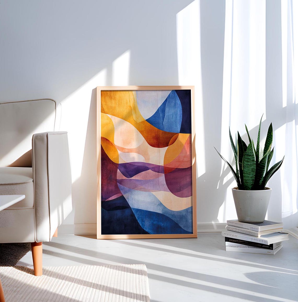 Abstract Gradient Waves Warm Sunset Tones Soft Modern Flow Art Poster