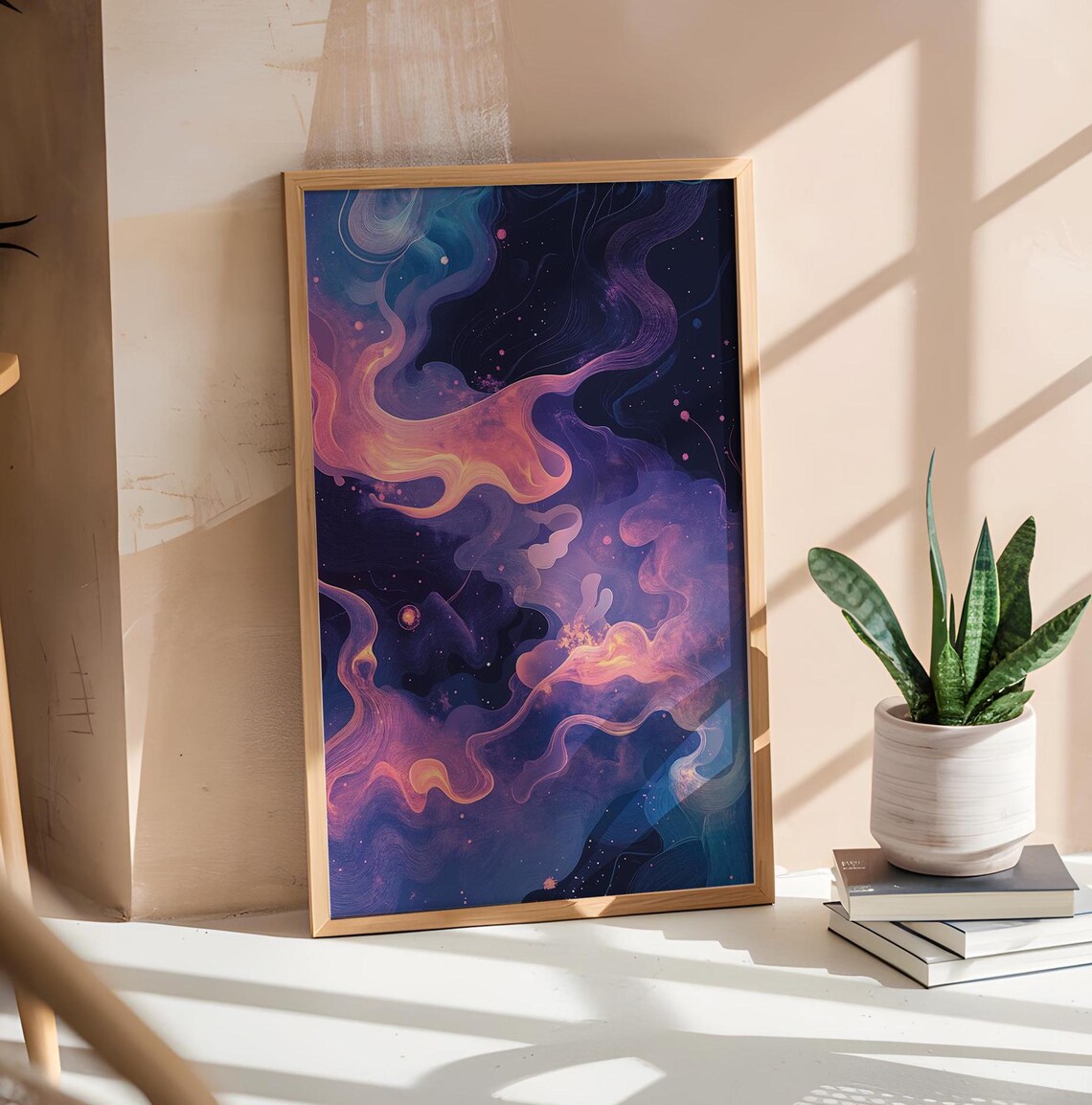 Purple Nebula Cosmic Galaxy Fluid Swirling Space Abstract Poster