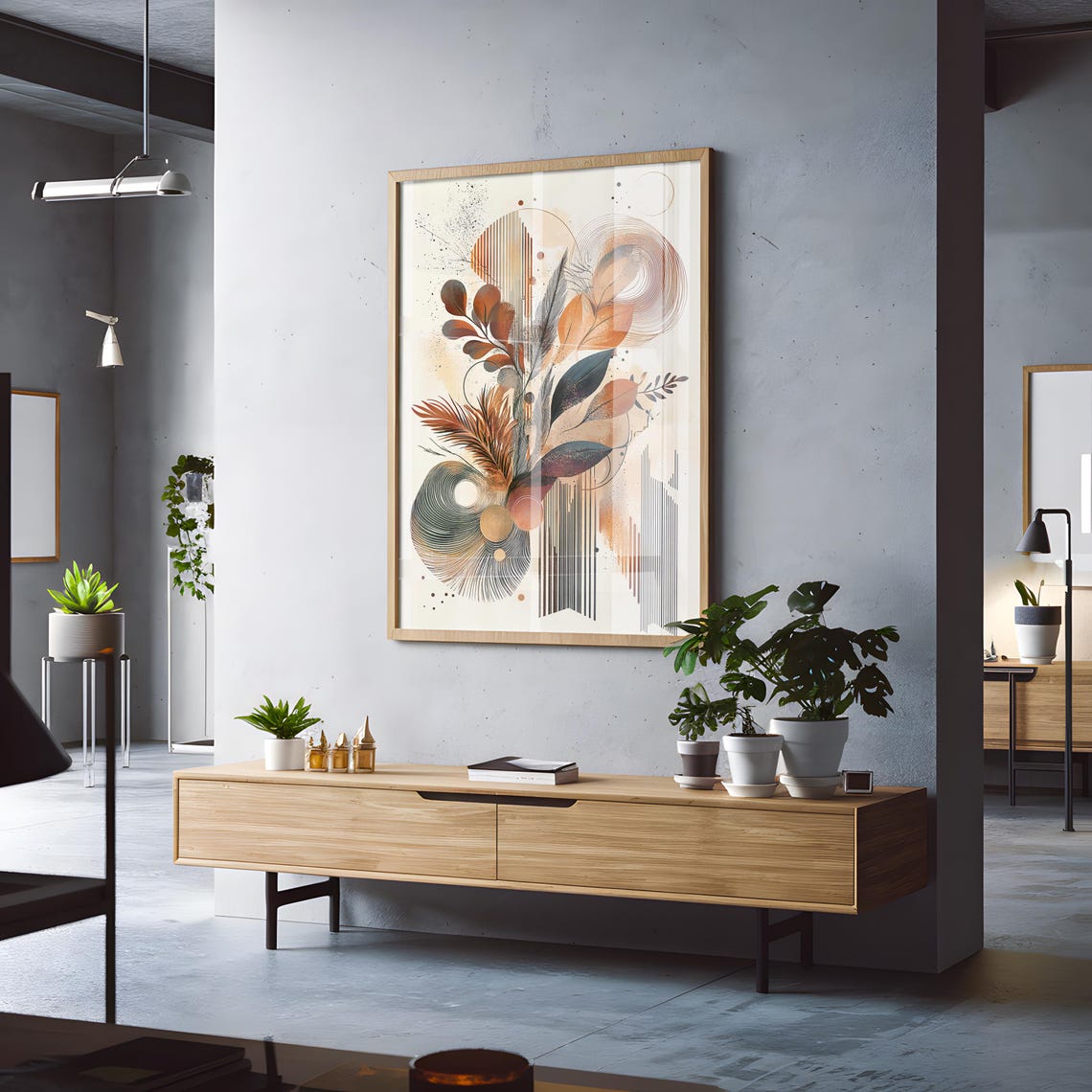 Boho Botanical Abstract Leaf Art Terracotta Modern Wall Poster - Image 3