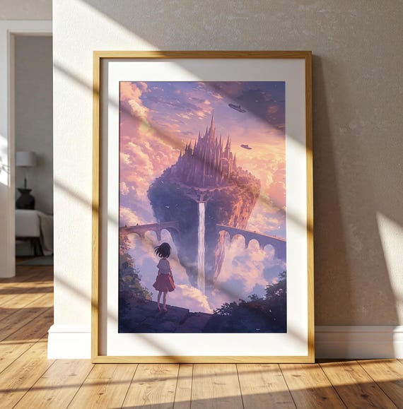 Castle Art Print Floating Fantasy Dreamy Sky Wall