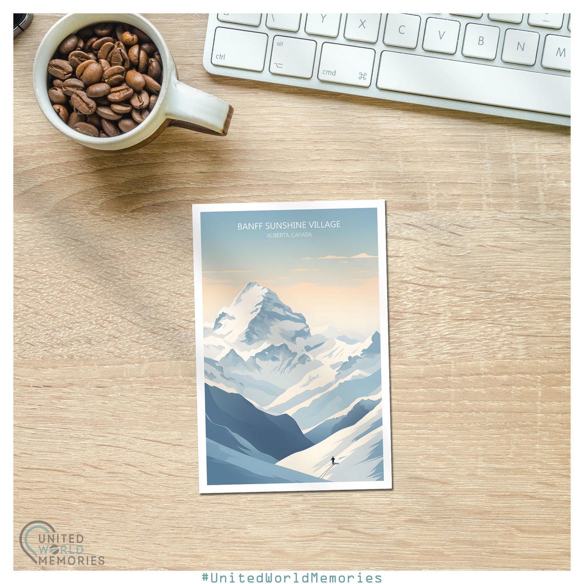 Banff Sunshine Village Alpine Peak Minimalist Snowy Mountain Poster - Image 2