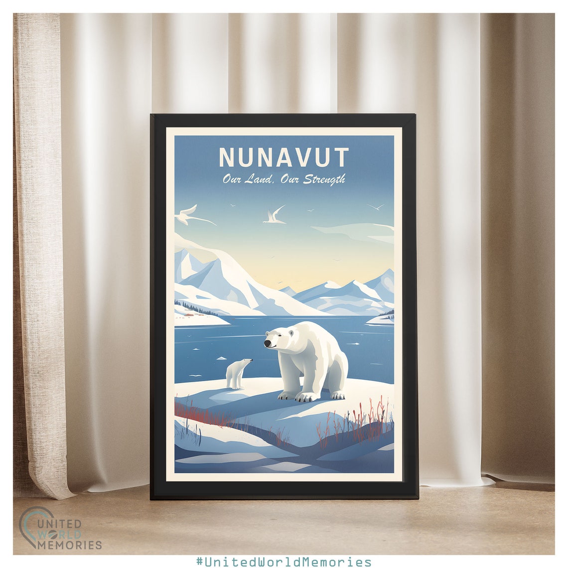 Nunavut Polar Bears Arctic Ice Our Land Our Strength Wildlife Poster - Image 4