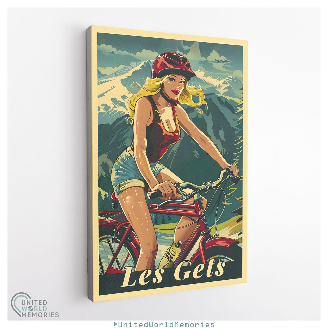 Les Gets Bike Park Retro Pin Up Cyclist Mountain Biking Sports Poster - Image 3