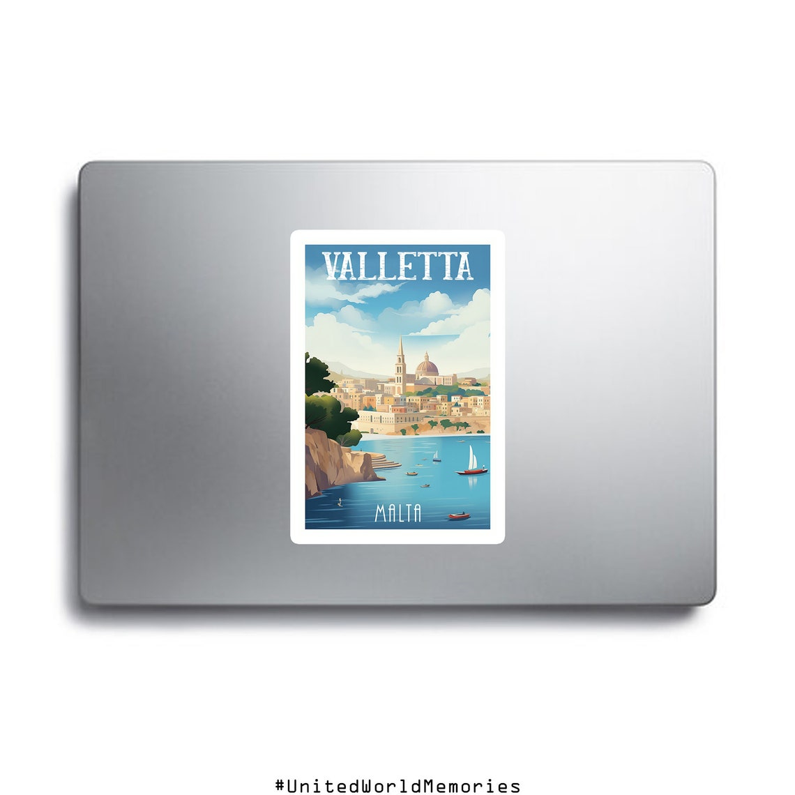 Valletta Malta Grand Harbor Sailboats Skyline Vintage Travel Poster - Image 2