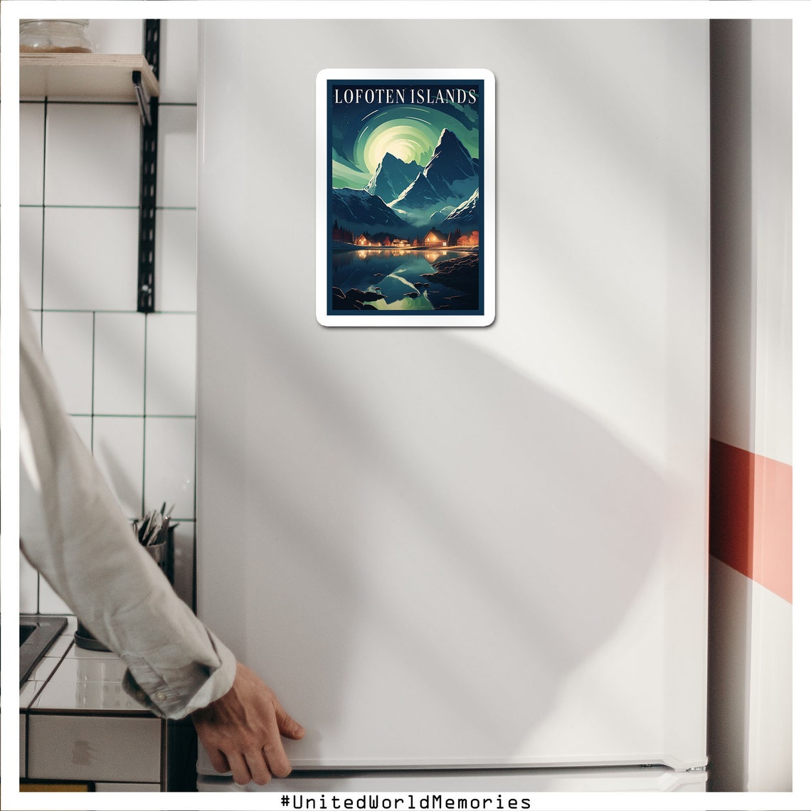 Lofoten Islands Poster Northern Lights Poster Norway Travel Poster Lofoten Wall Art Lofoten Gifts Norway Vintage Poster Lofoten Print - Image 3