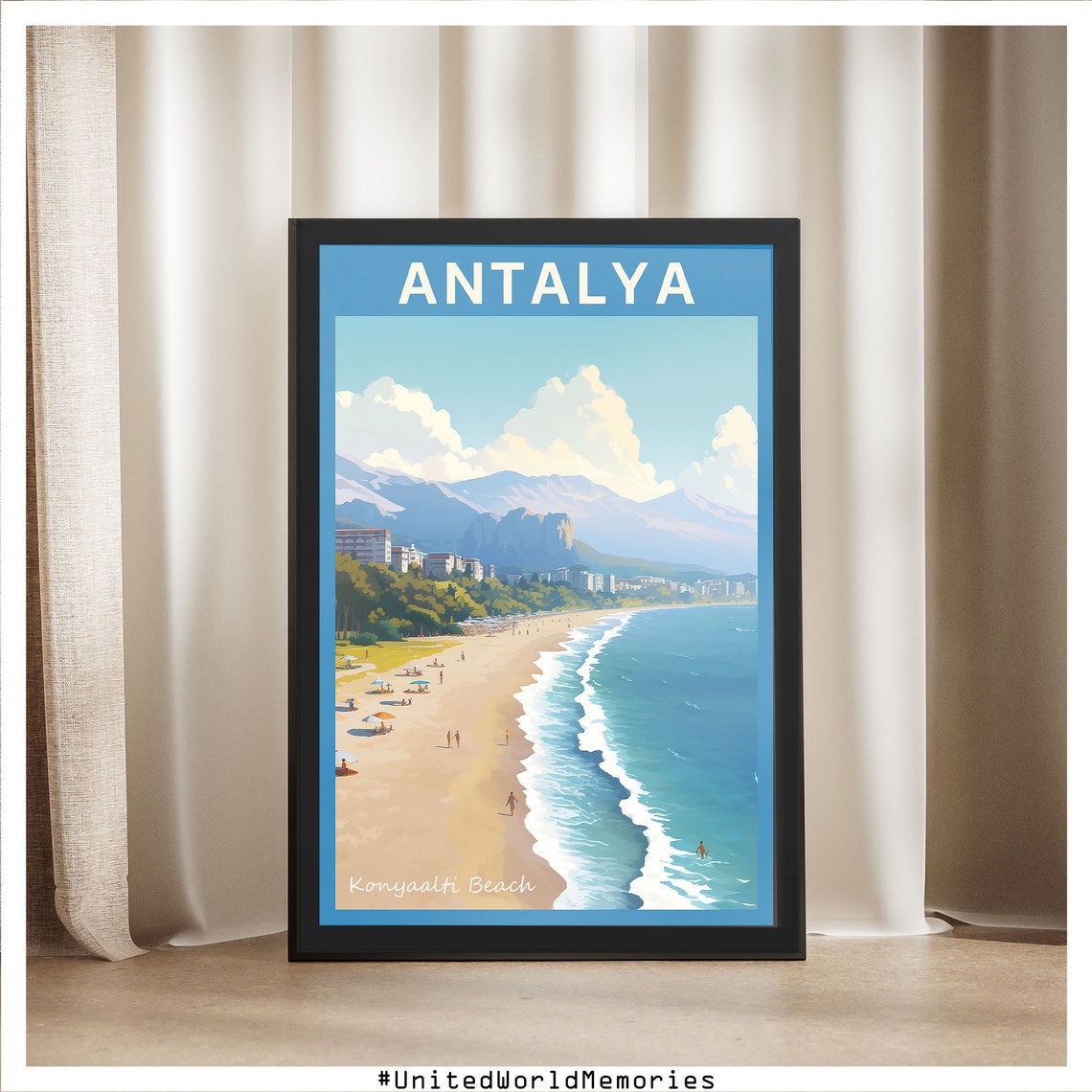 Antalya Konyaalti Beach Sunny Turquoise Coastline Travel Poster - Image 5