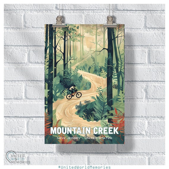 Mountain Creek Bike Park Woodland Adventure Poster Mountain Bike Poster New Jersey Bike Gift