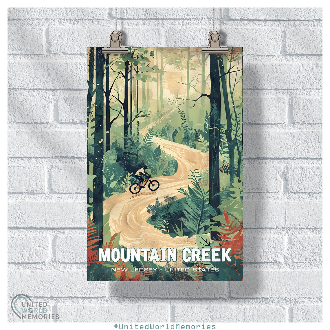 Mountain Creek New Jersey Forest Trail Mountain Bike Art Poster