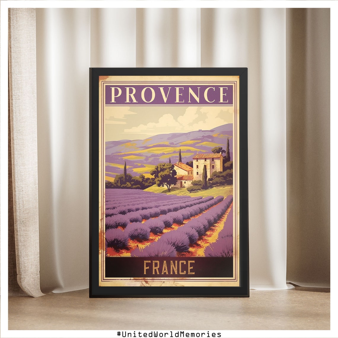 Provence France Vintage Lavender Fields Farmhouse Travel Poster - Image 5