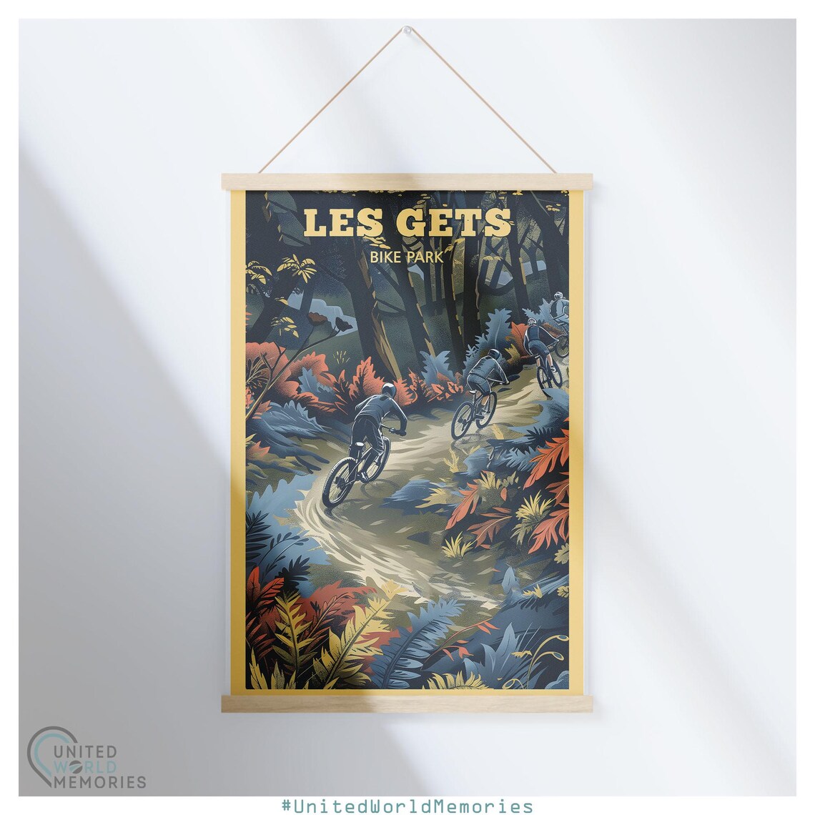 Les Gets Bike Park Forest Trail Mountain Bikers Autumn Sports Poster - Image 5