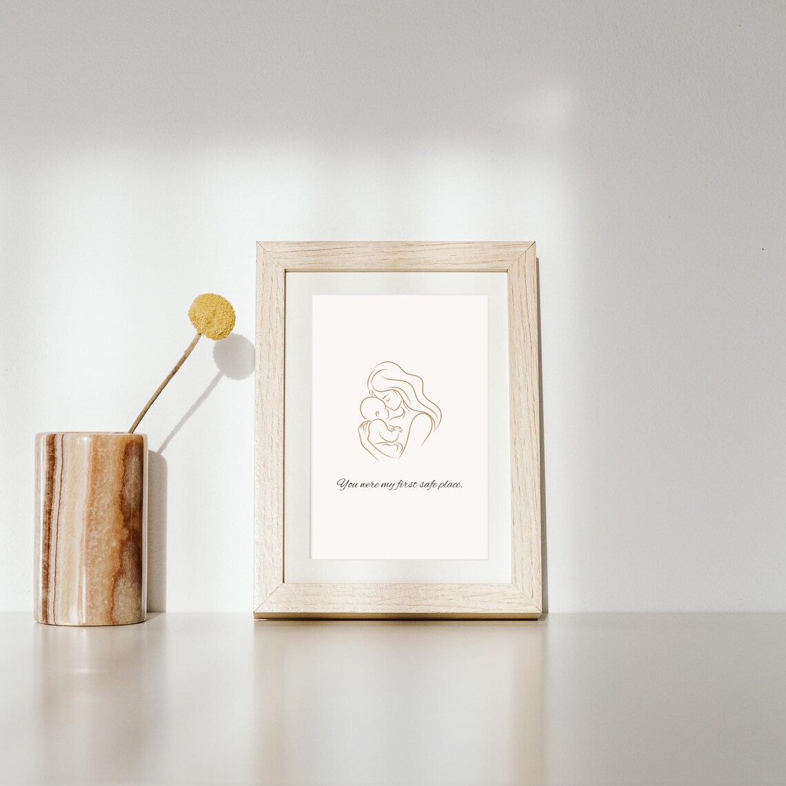 Mother and Baby Line Art You Were My First Safe Place Poster - Image 2